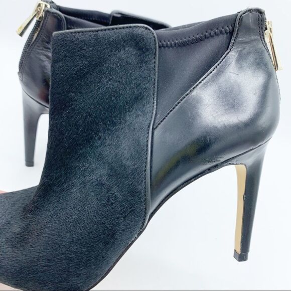 Ann Taylor Calf’s Hair and Leather Peep Toe Black Booties‎ Sz 8 - Picture 3 of 15